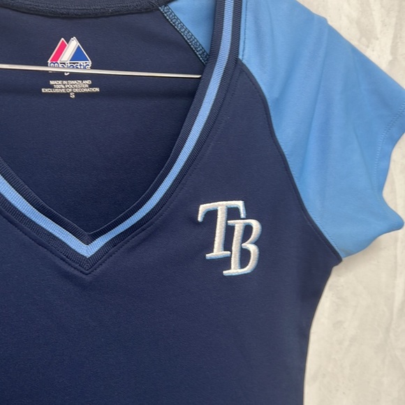 Women’s Tampa Bay Rays~Jersey Style Shirt by Majestic.  Size Small - Picture 2 of 8